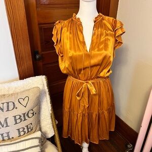 Elegant Gold Ruffle Dress